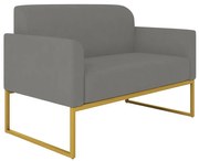 Poltrona Namoradeira Decorativa Isabella Base Industrial Suede Grafite/Dourado G19 - Gran Belo