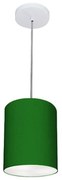 Lustre Pendente Cilíndrico Md-4012 Cúpula em Tecido 18x25cm Verde Folha - Bivolt