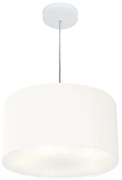 Lustre Pendente Cilíndrico Md-4099 Cúpula em Tecido 40x25cm Branco - Bivolt