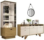 Cristaleira Aruan Buffet Ellora e Espelho Adnet 67cm H01 Off White/Car