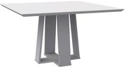 Mesa de Jantar Quadrada Tampo com Vidro Leka 135 cm Off White - D'Rossi