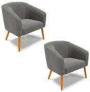 Poltrona Decorativa Pé Palito Castanho kit 2 Stella Suede Grafite D03 - D'Rossi