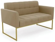 Sofá Namoradeira Elisa Suede Base Metálica Industrial Dourado - D'Rossi - Marrom Rato