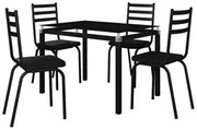 Jogo de Mesa Malva 107cm e 4 Cadeiras 118 Preto - Artefamol