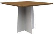 Mesa de Jantar Quadrada Tina 100 cm Imbuia Base Off White - D'Rossi