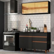 Armário de Cozinha Compacta 120cm Preto Reims Madesa 01 Cor:Preto