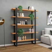 Estante para Livros 5 Prateleiras em MDF Freijó/Preto Fosco 135 x 29 x 175 cm F10 Dalla Costa