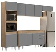 Armário de Cozinha Modulada 4 Peças CP10 Balcão Castanho/Cinza - Lumil