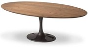 Mesa de Jantar Oval Imatra Tampo Madeira Imbuia Base Saarinen em Alumínio Preto 120x40cm - 68651 Sun House