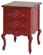 Mesa de Cabeceira Decorativa Zahra 2 Gavetas Vermelho/Imbuía G71 - Gran Belo