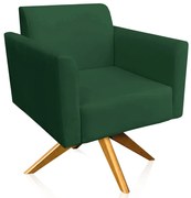 Poltrona Decorativa Isabella Base Giratória Madeira Suede Verde G19 - Gran Belo