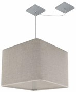 Lustre Pendente Quadrado Com Desvio Md-4268 Cúpula em Tecido 30/35x35cm Rustico Cinza - Bivolt