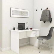 Mesa Escrivaninha Escritório Home Office 2 Gavetas Branco