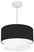 Pendente Cilíndrico Preto e Branco MJ-4159 Para Mesa de Jantar e Estar