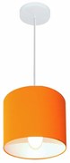 Lustre Pendente Cilíndrico Md-4046 Cúpula em Tecido 18x18cm Laranja - Bivolt