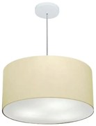 Lustre Pendente Cilíndrico Md-4243 Cúpula em Tecido 45x25cm Algodão Crú - Bivolt