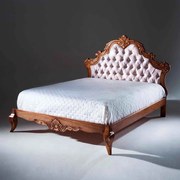 Cama Luxo Capitonê Madeira Maciça Design Clássico Avi Móveis