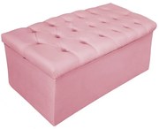 Recamier Baú Estofada Mel 90 cm Solteiro Com Capitonê  Suede Rosa Bebê - ADJ Decor