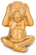 Enfeite Decorativo Macaco Não Ouço Cerâmica Dourado 12,5 cm M02 - D'Rossi