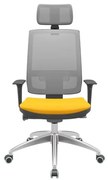 Cadeira Office Brizza Tela Cinza Com Encosto Assento Poliester Amarelo Autocompensador 126cm - 63234 Sun House