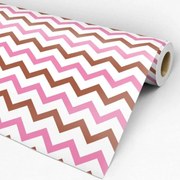 Papel de parede adesivo Chevron rosa vermelho e branco