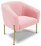Poltrona Decorativa Pé de Ferro Dourado Stella Suede D03 - D'Rossi - Rosa Bebê
