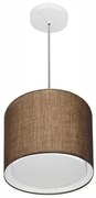 Lustre Pendente Cilíndrico Duplo Md-4284 Cúpula em Tecido 30x30cm Café - Bivolt