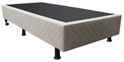 Base Box para Cama Solteiro 88x188cm Liz S05 Suede Bordado Bege - Mpoz