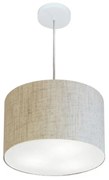 Lustre Pendente Cilíndrico Md-4211 Cúpula em Tecido 35x25cm Rustico Bege - Bivolt