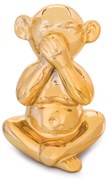 Enfeite Decorativo Macaco Não Falo Cerâmica Dourado 12,5 cm M02 - D'Rossi