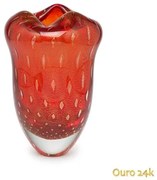 Vaso Oceano Mini 2 Tela Vermelho com Ouro Murano Cristais Cadoro