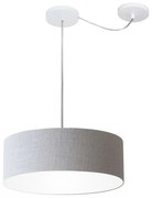 Lustre Pendente Cilíndrico Com Desvio De Centro Md-4255 Cúpula em Tecido 40x15cm Rustico Cinza - Bivolt