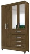 Guarda Roupa Solteiro Sobral 4 Portas Castanho Wood - Moval