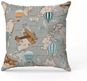 Capa para Almofada Tecido Estampado Mapa Mundi D75 42x42 cm - D'Rossi