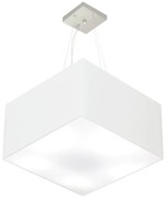 Lustre Pendente Quadrado Md-4075 Cúpula em Tecido 30/50x50cm Branco - Bivolt