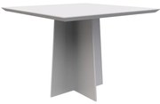 Mesa de Jantar Quadrada Tampo com Vidro Tina 100 cm Off White - D'Rossi