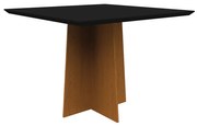 Mesa de Jantar Quadrada Tampo com Vidro Tina 100 cm Preto Base Ypê - D'Rossi