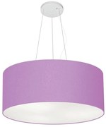 Lustre Pendente Cilíndrico Md-4047 Cúpula em Tecido 50x21cm Lilás - Bivolt