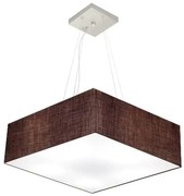 Lustre Pendente Quadrado Md-4137 Cúpula em Tecido 15/70x70cm Café - Bivolt