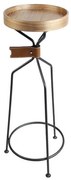 Mesa Apoio Tag Alta Tampo Nogueira com Base Preta 27 cm (LARG) - 55124 Sun House