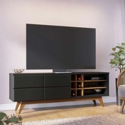 Rack Bancada Decorativa 180cm Sancho Preto/Noce G73 - Gran Belo