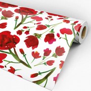 Papel de Parede Floral Desenho Rosas Vermelhas