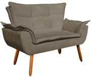 Poltrona Namoradeira Pés Palito Charger Suede Nude G19 - Gran Belo