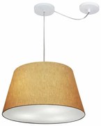 Lustre Pendente Cone Com Desvio Md-4279 Cúpula  21/30x40cm Palha - Bivolt