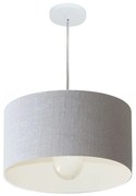 Lustre Pendente Cilíndrico Md-4202 Cúpula em Tecido 40x25cm Rustico Cinza - Bivolt