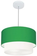 Pendente Cilíndrico Verde Folha e Branco MJ-4354 Para Mesa de Jantar e Estar