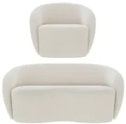 Sofá 2 Lugares Living 160cm e 1 Poltrona Giratória Garbin Z08 Boucle B