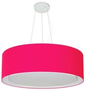 Lustre Pendente Cilíndrico Duplo Md-4125 Cúpula em Tecido 60x25cm Rosa Pink - Bivolt