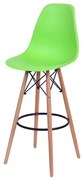 Banqueta Eames Polipropileno Verde Fosco Base Madeira - 54789 Sun House