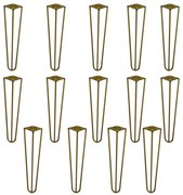 Kit 14 Pés de Metal 30 CM Hairpin Legs Mesa de Canto Rack e Puffs Dourado G41